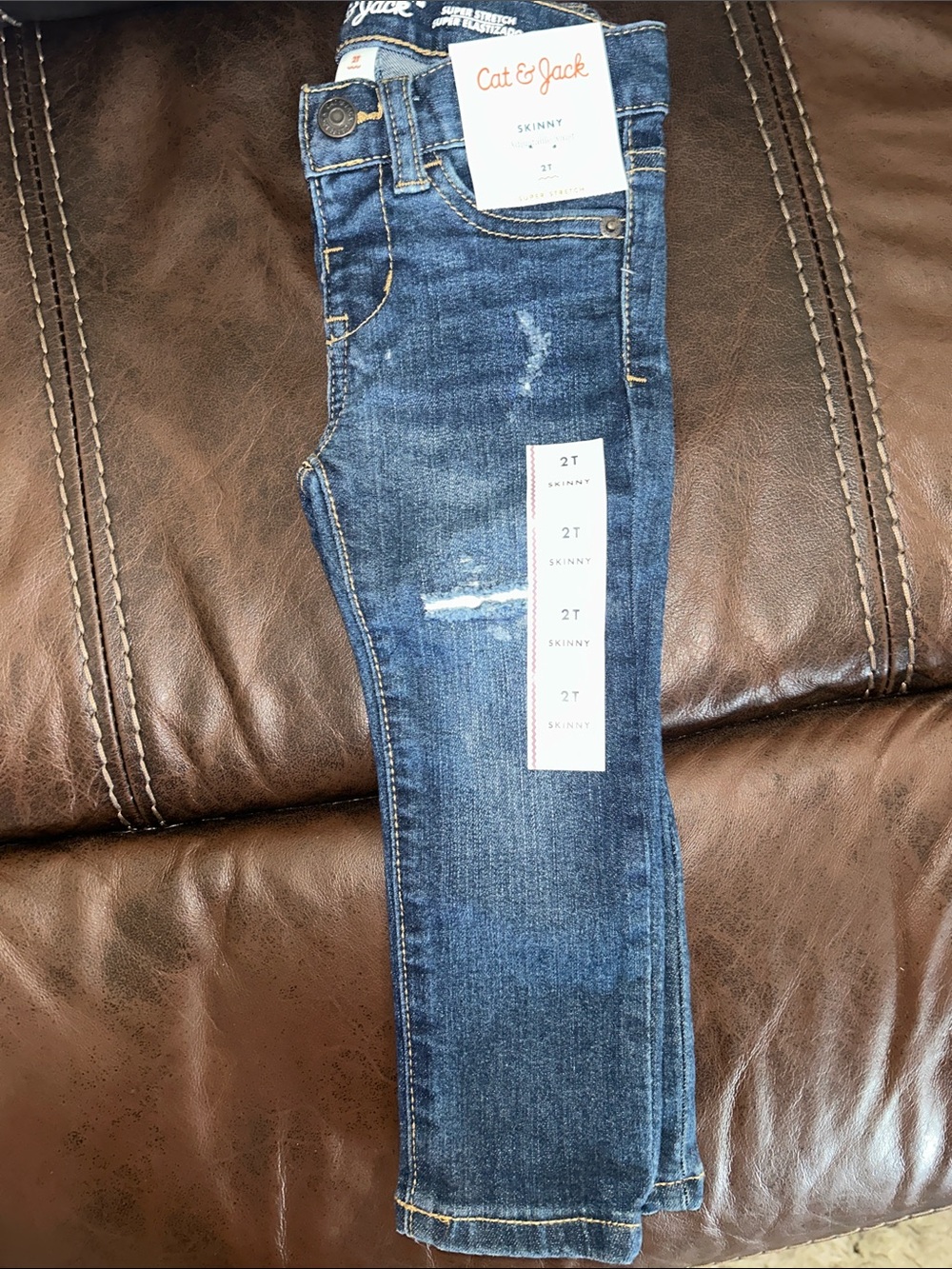 Cat & Jack “Ripped” Skinny Jeans in Dark Blue Wash